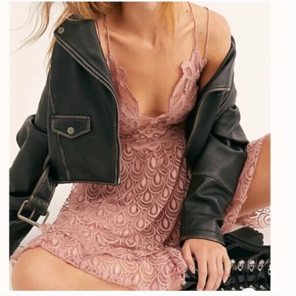 Free People FP One Adella Burnout Dress Pink NWOT JB - Picture 4 of 12